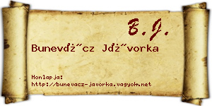 Bunevácz Jávorka névjegykártya
